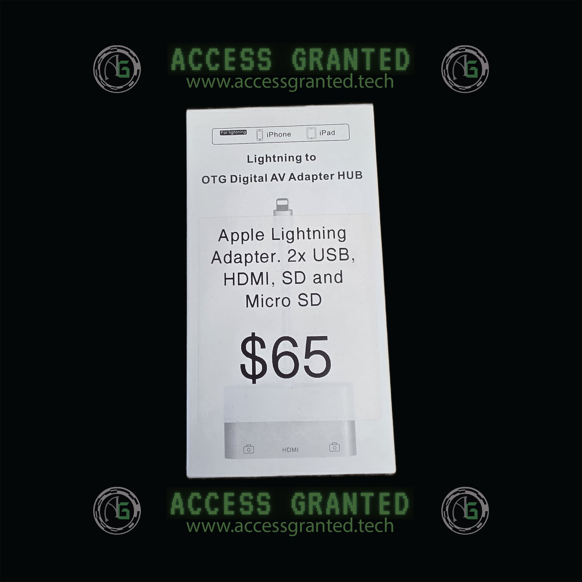 Apple Lightning to 2x USB, HDMI, SD & Micro SD Card Adapter